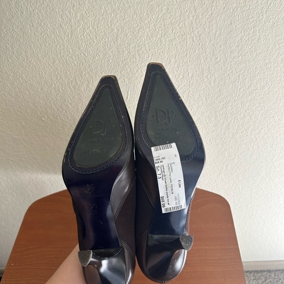 Donald J. Pliner Medea Heel Ankle Boots Brown Black Size 7.5 Leather Fabric Side - Picture 7 of 11